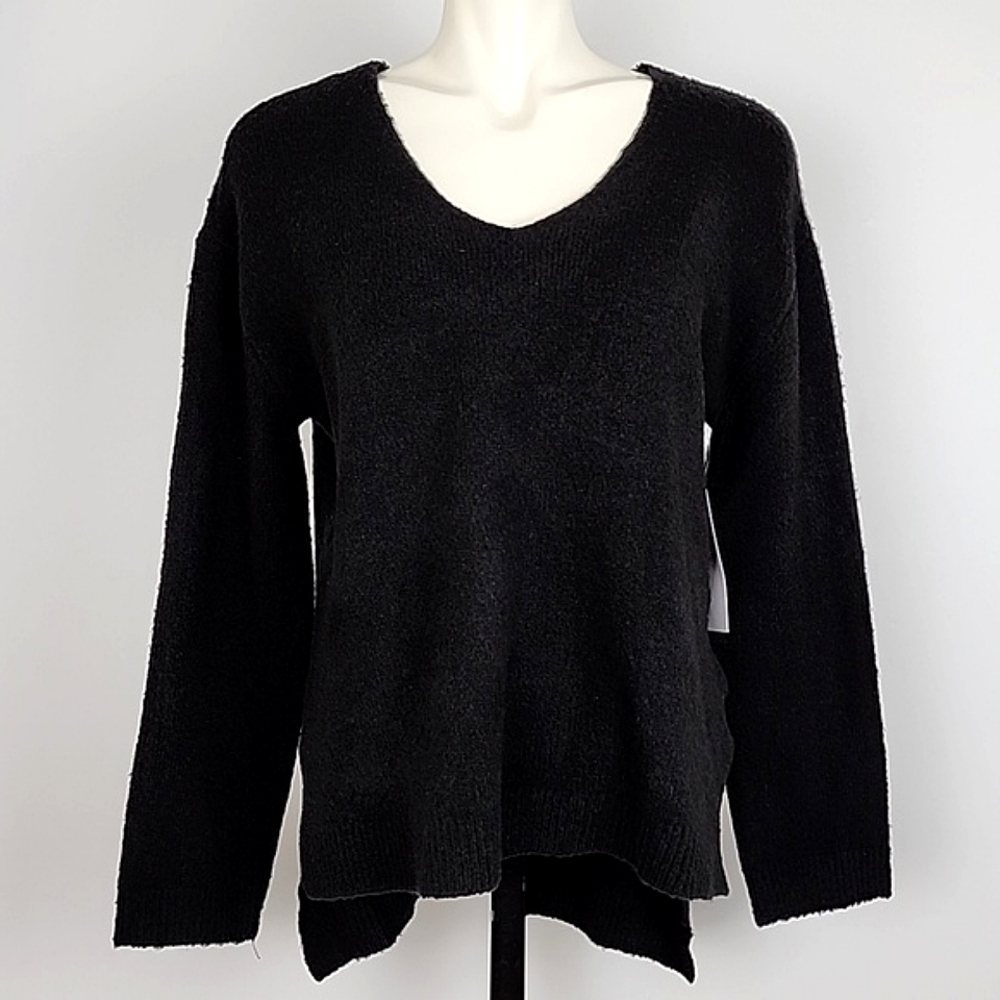 CLOTH by Design Women's Black High Low V-Neck Knit Soft Sweater Size Medium